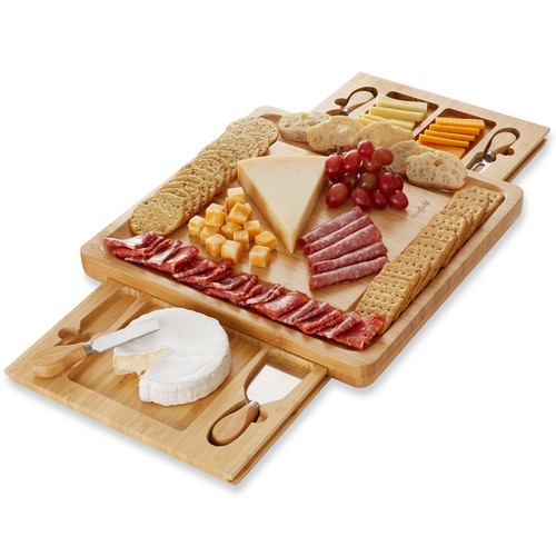 Bamboo cheese board and knife - board,